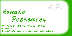 arnold petrovics business card